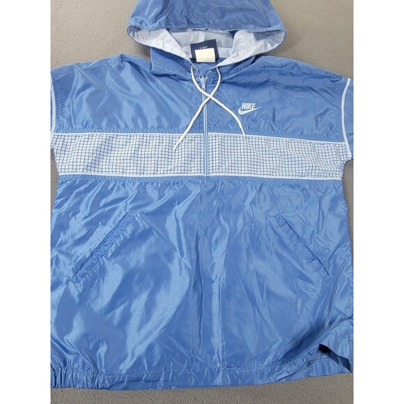 Vintage Nike Jacket Mens Medium Blue Hooded Half Zip Windbreaker Anorak 90s - Picture 7 of 16